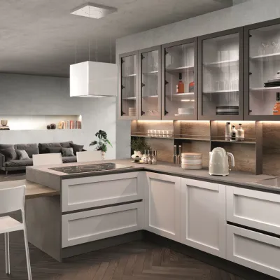 Cucina Jazz design bianca Essebi con penisola scontata 34%