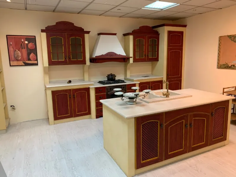 Cucina rossa classica con isola Arrex Morgana a soli 11700