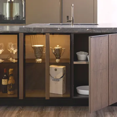Cucina a prezzo ribassato con isola moderna Plan loto 01 outlet Diotti.com