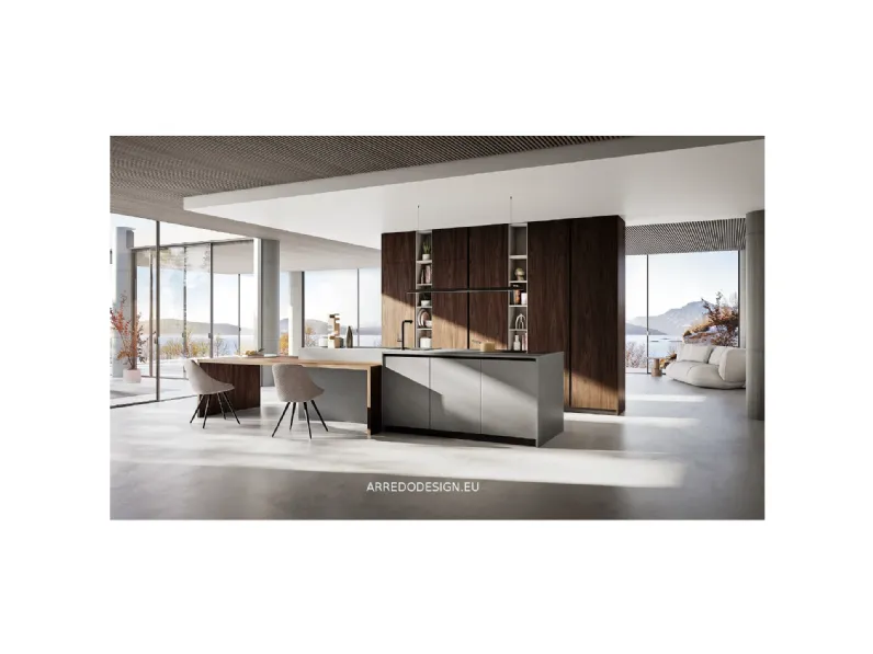 Cucina con isola in melaminico altri colori Q01 a prezzo ribassato