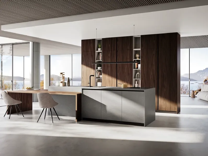Cucina Q01 design altri colori Ar-due con isola scontata 30%