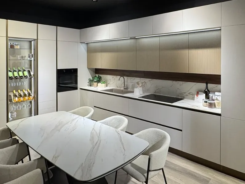 Cucina Mobilturi moderna ad angolo grigia in melaminico Pop