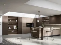 Cucina con penisola in polimerico opaco altri colori Tekna 03 a prezzo ribassato