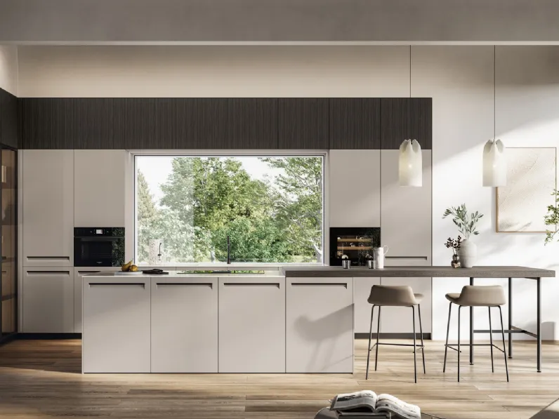 Cucina Arredo3 design ad angolo bianca in polimerico opaco Tekna 01
