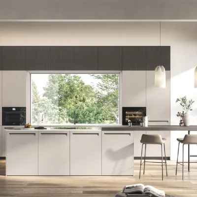 Cucina Arredo3 design ad angolo bianca in polimerico opaco Tekna 01
