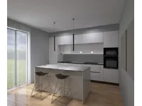 Cucina con isola in hpl bianca Cucinamarmi a prezzo ribassato