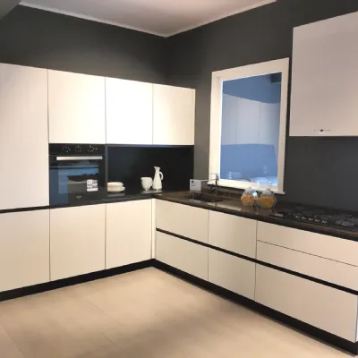 Cucina Stosa moderna ad angolo bianca in laccato opaco Alev