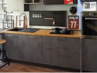 Cucina Collezione esclusiva industriale con penisola grigia in laminato materico Cucina industrial con penisola in hpl e piano top rovere 