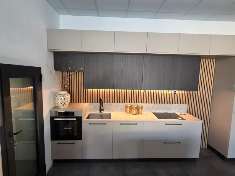 Cucina Antares design lineare tortora in laminato opaco Cucina lineare