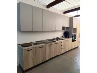 Cucina lineare in laminato materico rovere chiaro Aurora a prezzo scontato