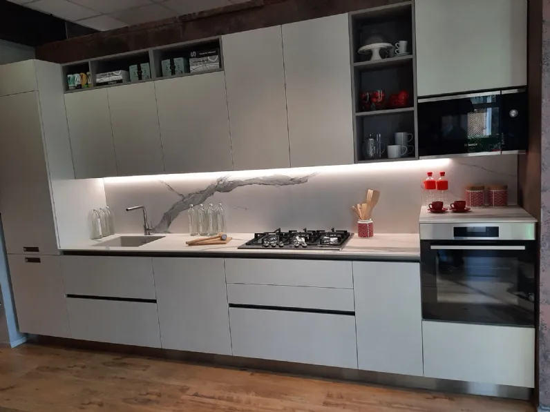 Cucina grigia moderna lineare Domino Prima cucine a soli 8780 Euro