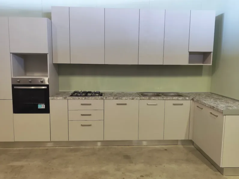 Cucina grigia moderna ad angolo Creta Ar-due in Offerta Outlet