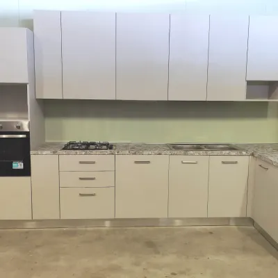 Cucina grigia moderna ad angolo Creta Ar-due in Offerta Outlet
