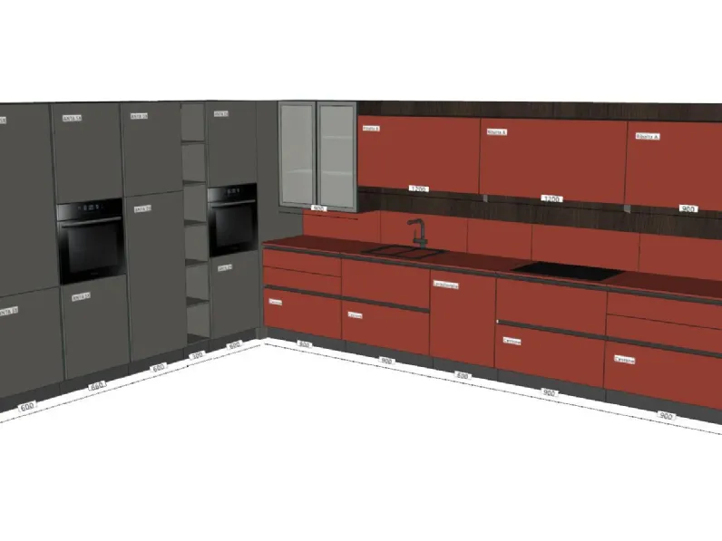 Cucina Ar-due moderna ad angolo altri colori in laminato materico Easy