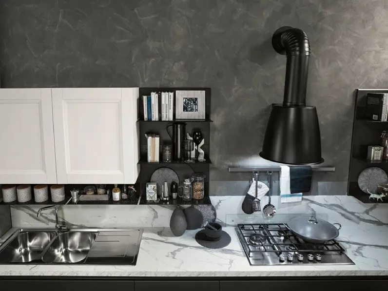 Cucina ad angolo in laccato opaco grigio Componibile a prezzo ribassato