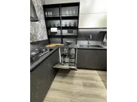 Cucina Febal design ad angolo grigia in laminato materico Modula aria