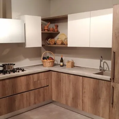 Cucina ad angolo in laminato materico altri colori Astro quercia a prezzo ribassato
