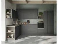 Cucina ad angolo in laminato materico antracite Sky a prezzo ribassato