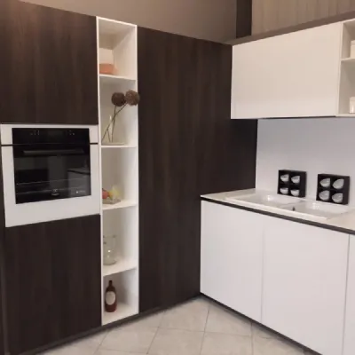 Cucina ad angolo in laminato materico bianca Ak_project  a prezzo scontato