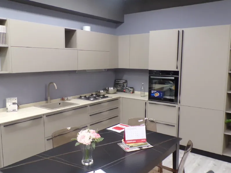 Cucina grigia design ad angolo Modula Febal scontata