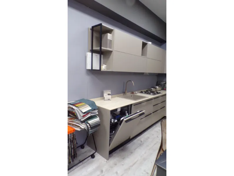 Cucina grigia design ad angolo Modula Febal scontata