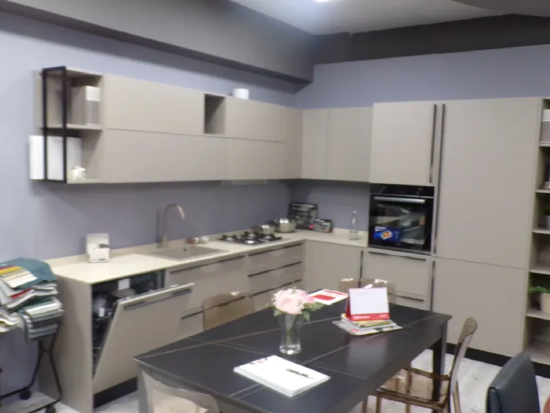 Cucina grigia design ad angolo Modula Febal scontata