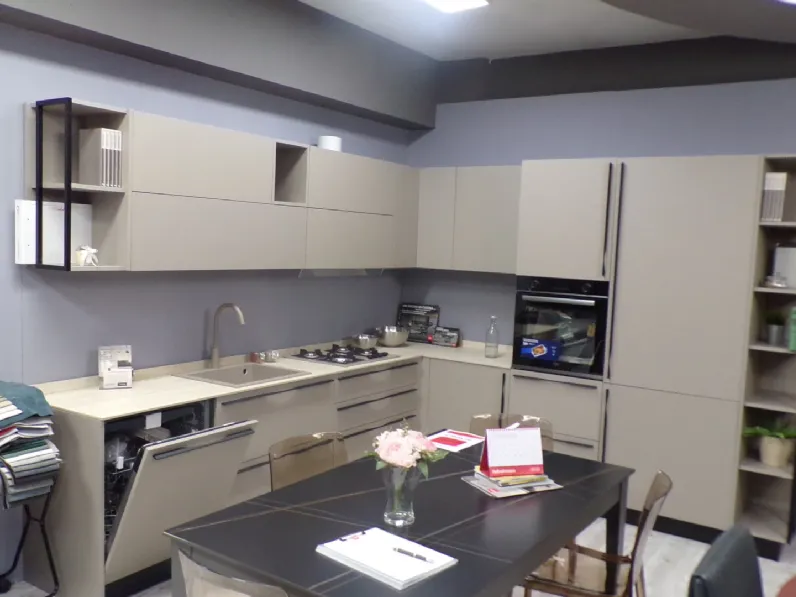 Cucina grigia design ad angolo Modula Febal scontata
