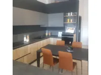 Cucina ad angolo in laminato materico rovere chiaro Domino a prezzo scontato