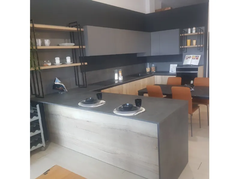 Cucina a PREZZI OUTLET in laminato materico Prima cucine -48%