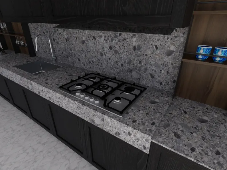 Cucina Arredo3 moderna ad angolo rovere moro in laminato materico Cucina alma composizione 5
