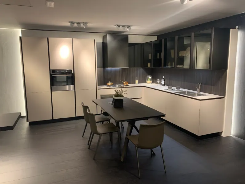 Cucina ad angolo in laminato opaco grigio Artex a prezzo scontato