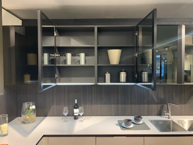 Cucina ad angolo in laminato opaco grigio Artex a prezzo scontato