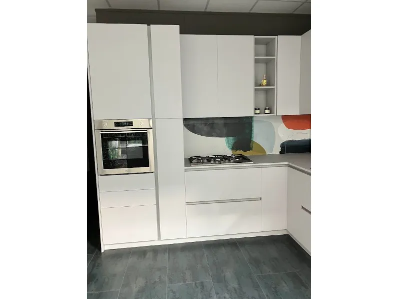 Cucina ad angolo in laminato opaco grigio Sp22 hc08 a prezzo scontato