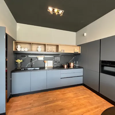 Cucina ad angolo in laminato opaco grigio Thea a prezzo scontato