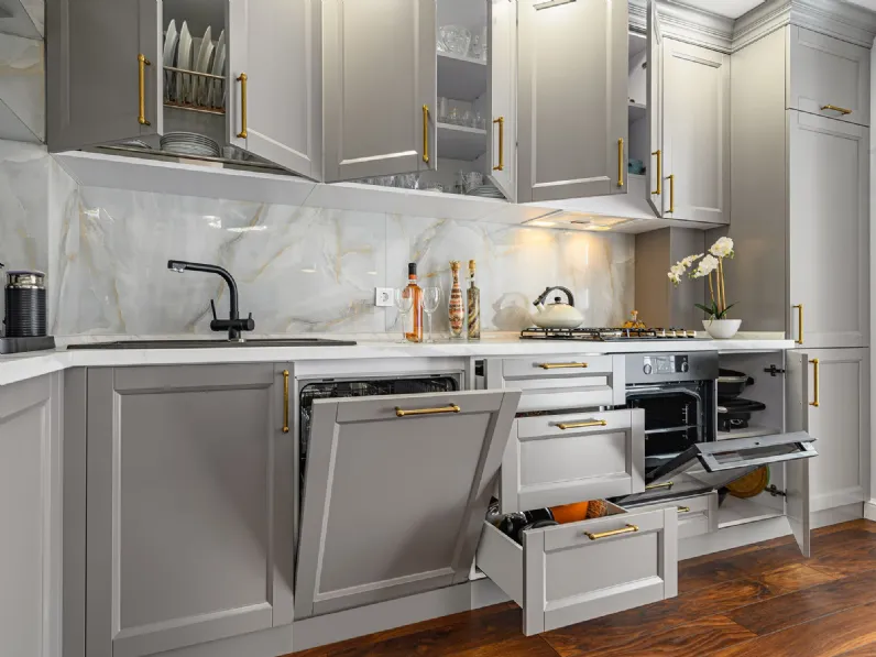 Cucina grigio classica ad angolo Mobilike chelsea Artigianale a soli 10268€