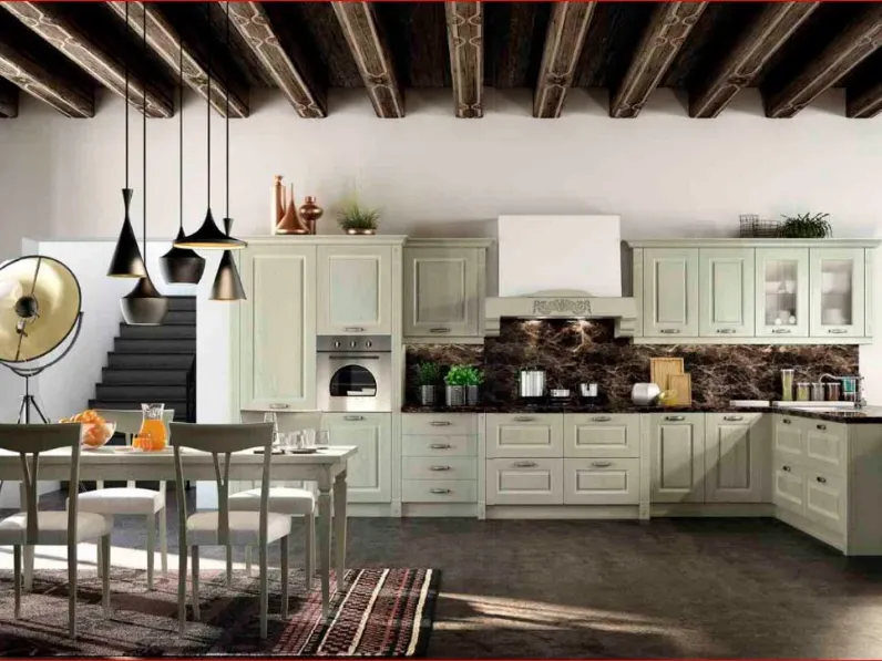 Cucina magnolia classica ad angolo Verona 3 Arredo3 in Offerta Outlet