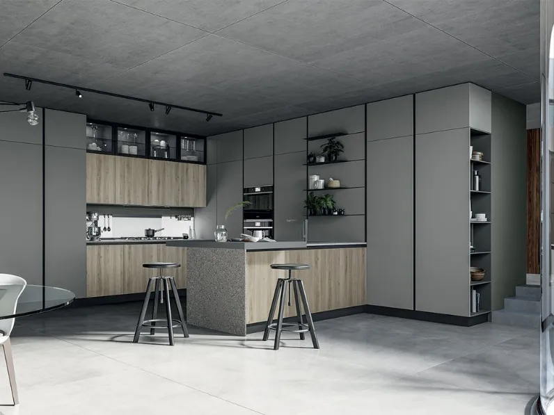 Cucina ad angolo moderna grigia Arredo3 Round3 a soli 19907
