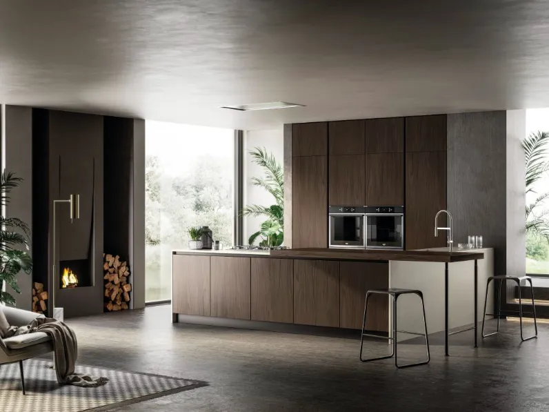 Cucina rovere moro design ad angolo Mhid kaly Arredo3 in Offerta Outlet