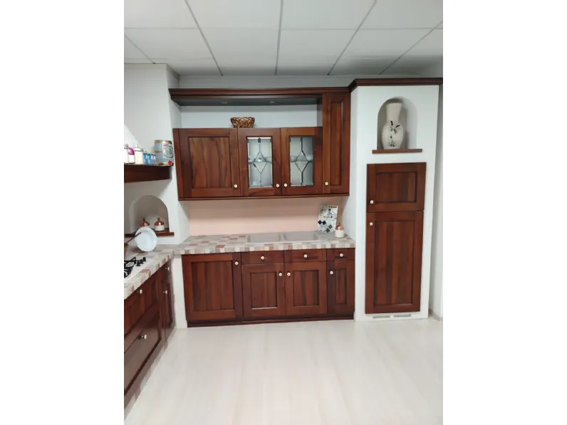 Cucina noce in muratura ad angolo Francesca Arrex in Offerta Outlet