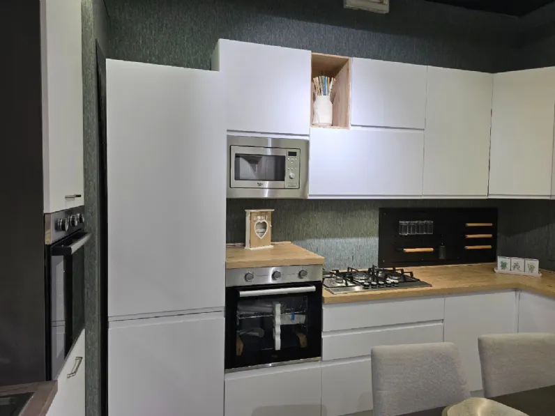 Cucina ad angolo moderna bianca Net cucine Pet  kelly a soli 5840 Euro