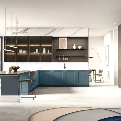 Cucina ad angolo moderna blu Arredo3 Meg 01 a soli 13600 Euro