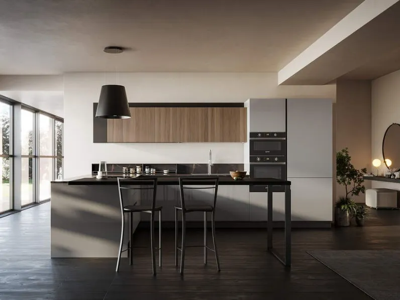 Cucina ad angolo moderna Domino * Arredo design a prezzo ribassato