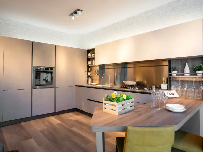 Cucina Veneta Cucine moderna ad angolo grigia in laminato materico Start time j