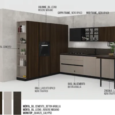 Cucina ad angolo moderna Miton menta 20 Miton a prezzo ribassato