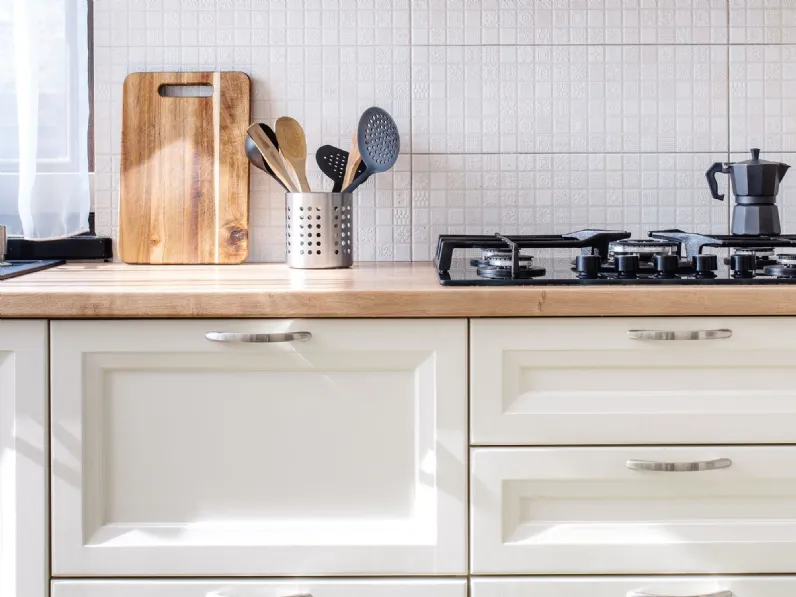 Cucina moderna ad angolo in legno bianco Mobilike Terry.