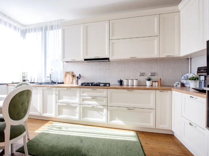 Cucina moderna ad angolo in legno bianco Mobilike Terry.