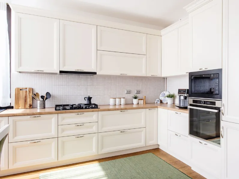 Cucina moderna ad angolo in legno bianco Mobilike Terry.