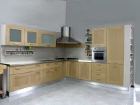 Cucina Artigianale moderna ad angolo rovere chiaro in legno U813 crono 11