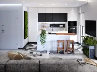 Cucina Cucina moderna con isola e colonne laccata bianca maniglia j  moderna bianca Ar-due con isola scontata 44%