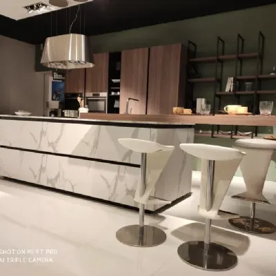 Cucina ad isola in laminato opaco bianca Kal z6 a prezzo ribassato